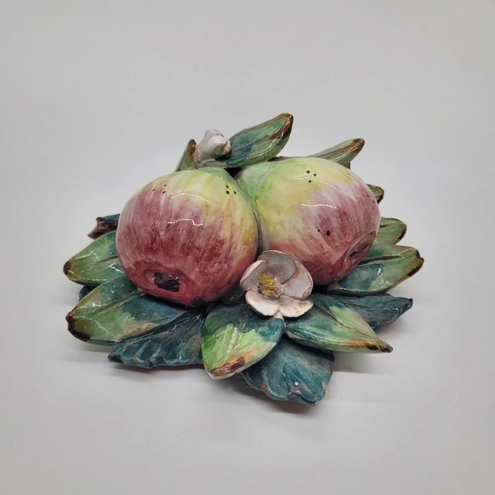 Ceramiche Perconte Sciacca Italy Ceramic Figs Fruit Wall Plaque 3D Decor‎